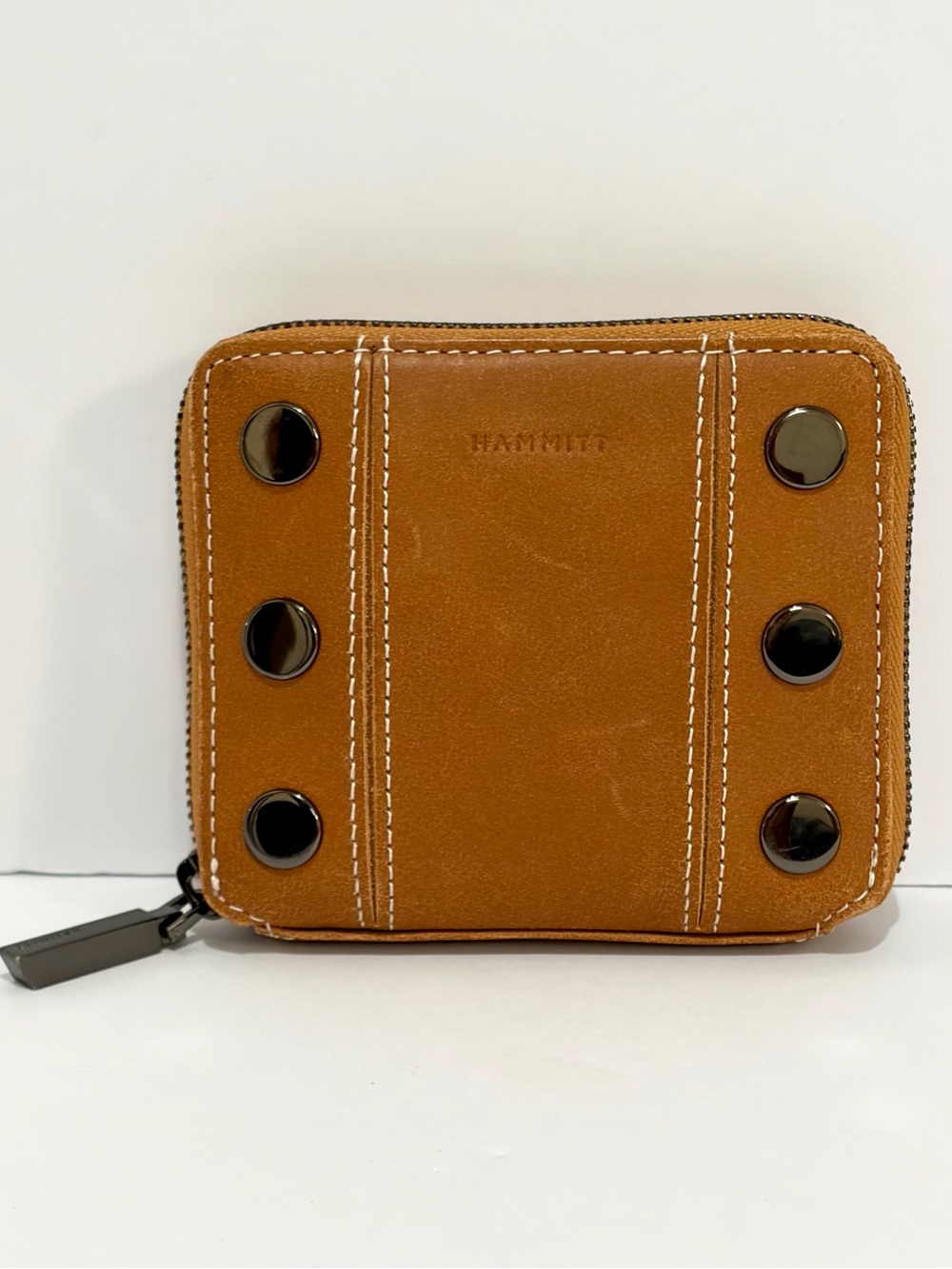 Hammitt 5 North Compact Zip Wallet In Hermosa Saddle With Gunmetal Hardware